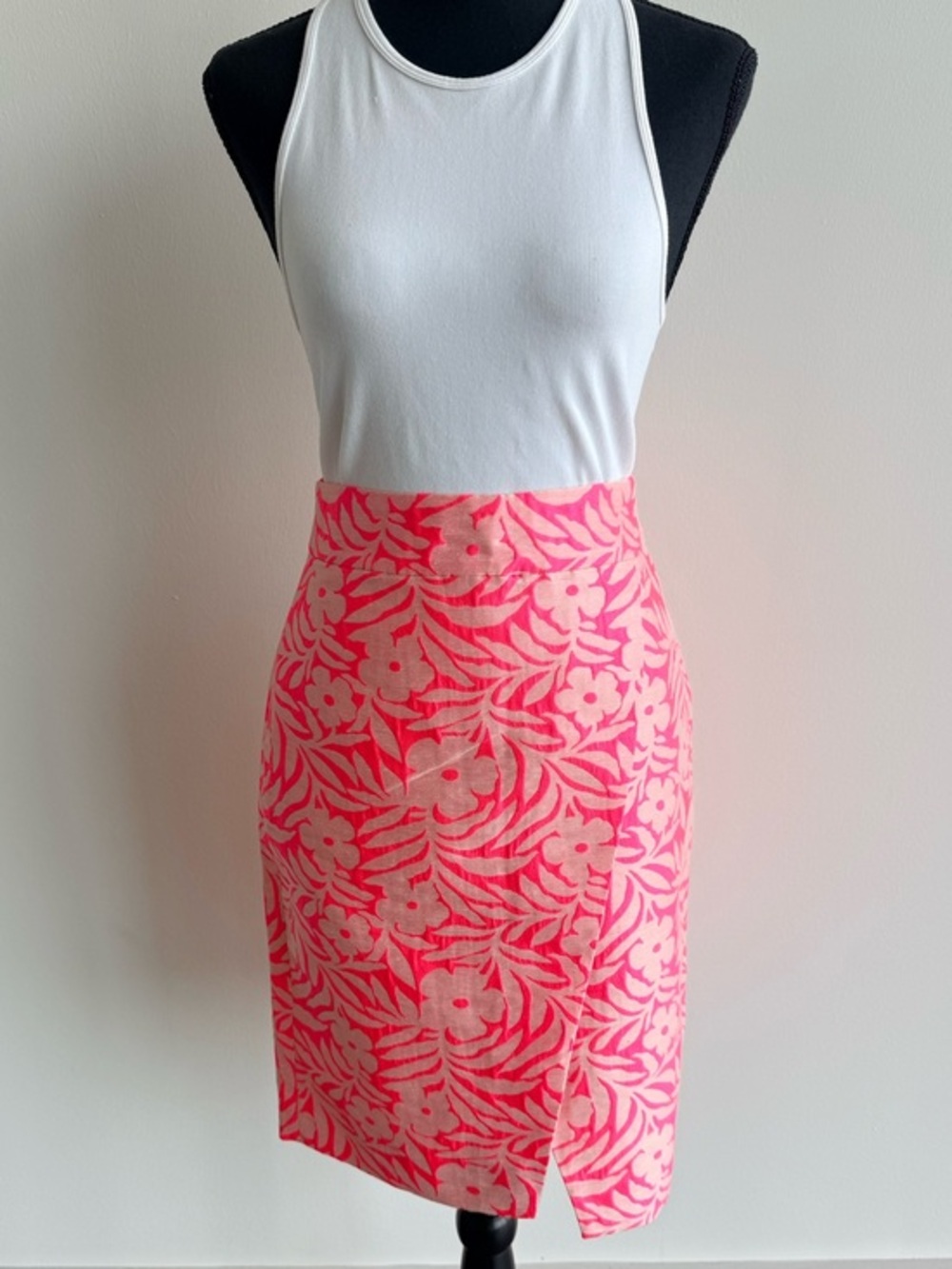 J.CREW Highwaist Floral Coral Faux Wrap Skirt
